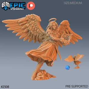 Angel Female Harp / Angelic Soldier / Heavenly High Guardian / Winged Cloud Celestial