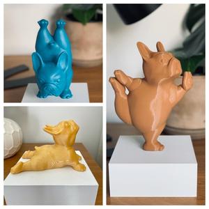 French Bulldog Yoga Pose Set of 3
