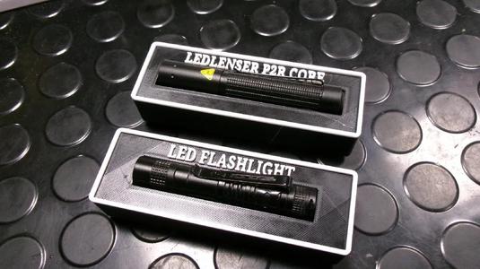 Gridfinity holder Mini chinese LED FLASHLIGHT & LEDLENSER P2R CORE
