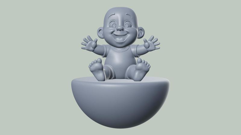 Happy Baby on Hemisphere High Quality 3D Print Model Split Parts