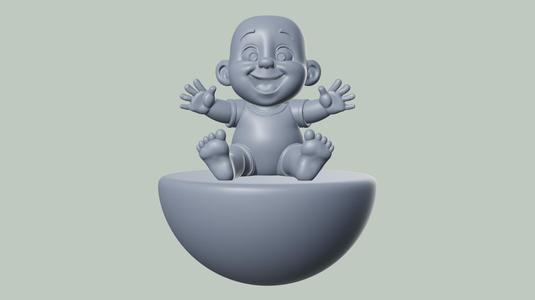 Happy Baby on Hemisphere High Quality 3D Print Model Split Parts