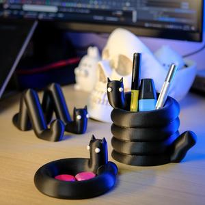 Goth Cat Desk Organizer