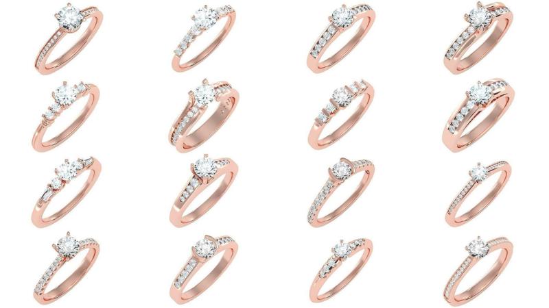 1000 solitaire wedding engagement women ring 3dm stl render 3D Model Collection