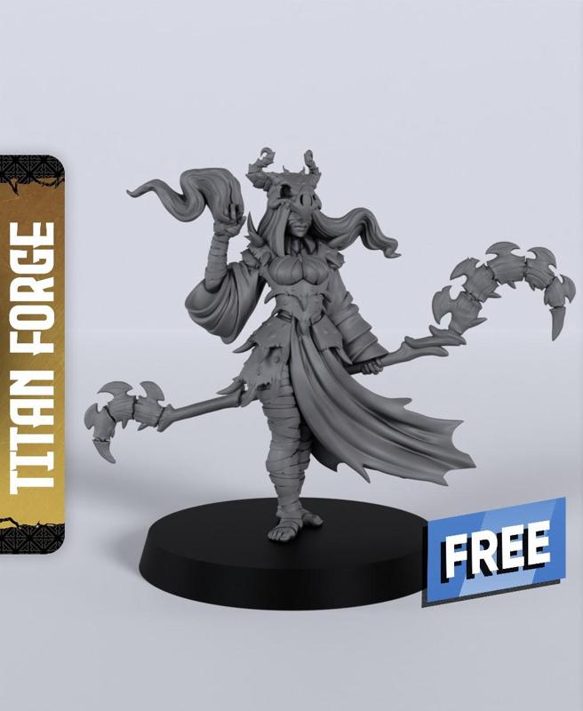 Human Female Warlock Staff – With Free Dragon  – 5e DnD Inspired for RPG and Wargamers