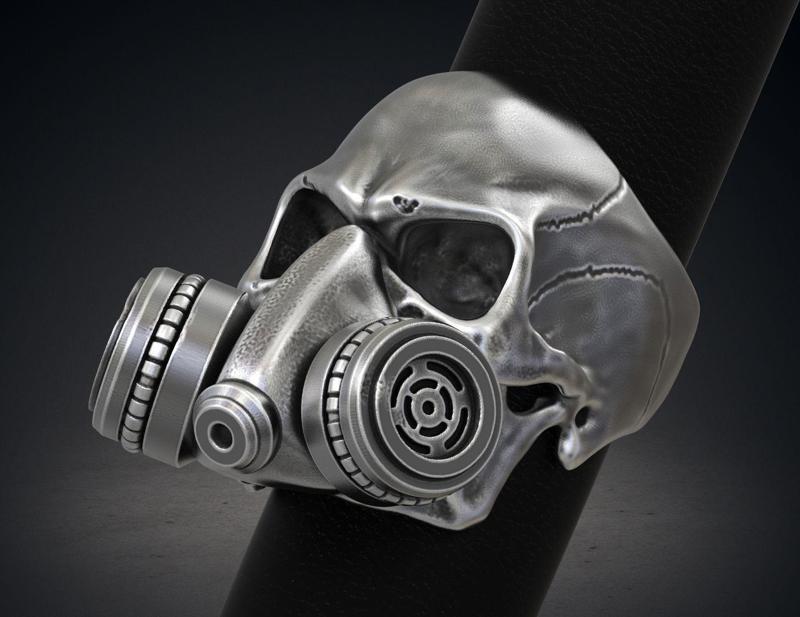 Skull Ring Gas Mask Respirator STL 3d model for 3d printer