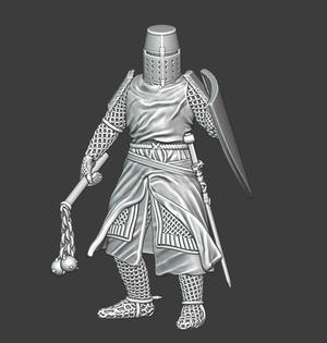 Medieval crusader knight with flail