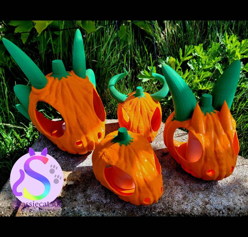 Pumpkin dragon skulls