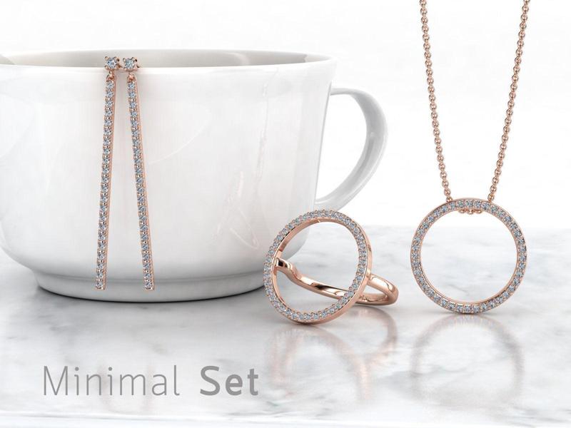 ZSET01 diamond ring and earring set
