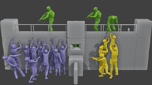 Concrete Diorama Zombies vs Soldiers 3D Model Collection