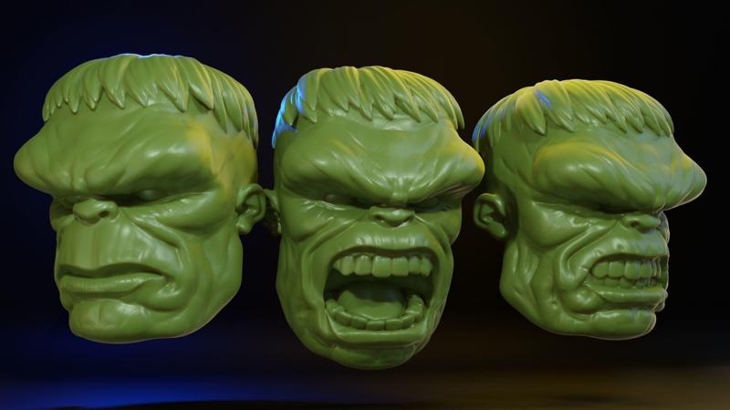 HULK 3 Heads for Print