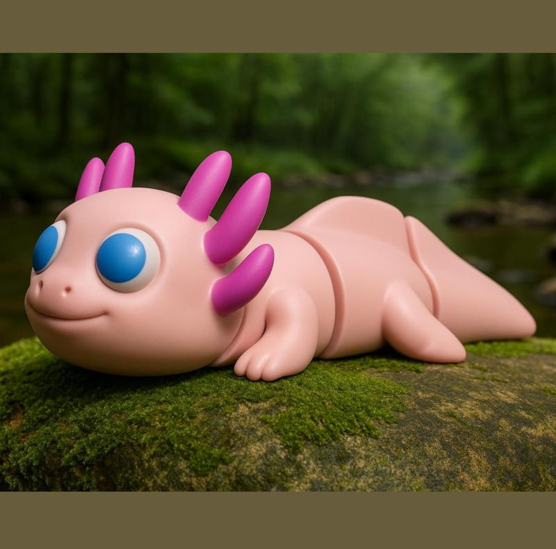 Baby Pet Axolotl Flexi Print in Place Animal Toy No Supports