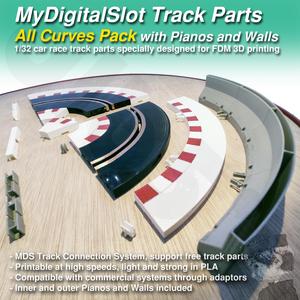 MyDigitalSlot All Curves Pack, 3D printed, DIY track parts for your 1/32 Slot Car Racing Game