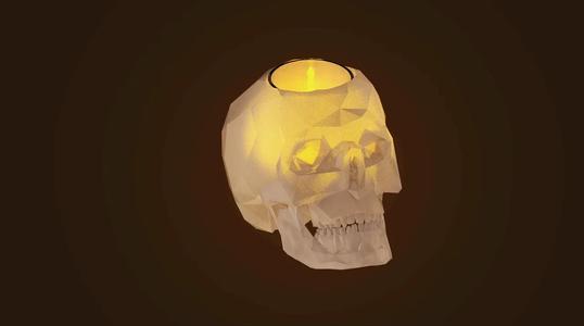 Low Poly Skull Candle/Tealight Holder