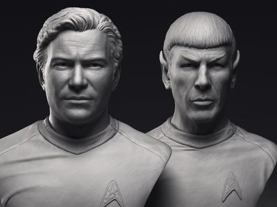 Kirk and Spock  3d printable bust collection