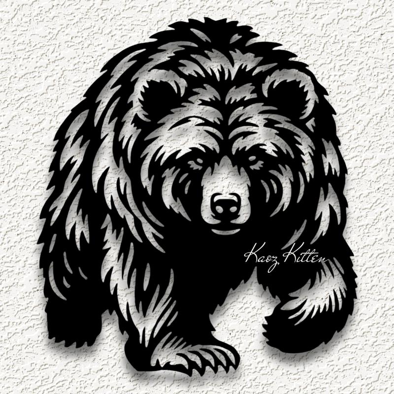 furry grizzly bear. WALL ART HOME DECOR