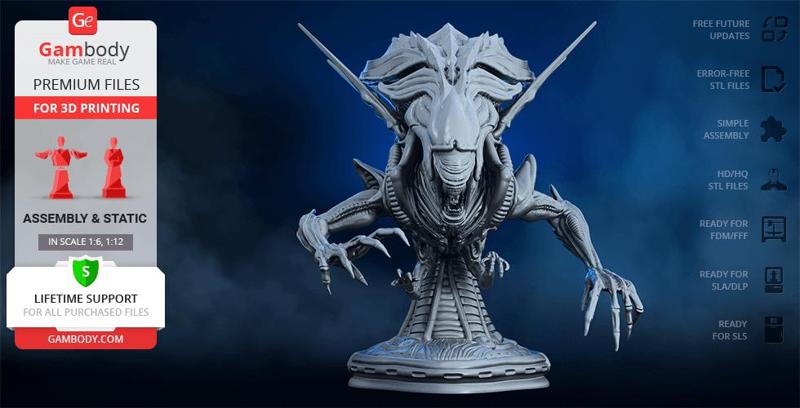 Alien Queen Bust 3D Printing Figurine | Assembly