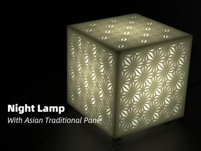 Night Lamp With Asian Traditional Pane