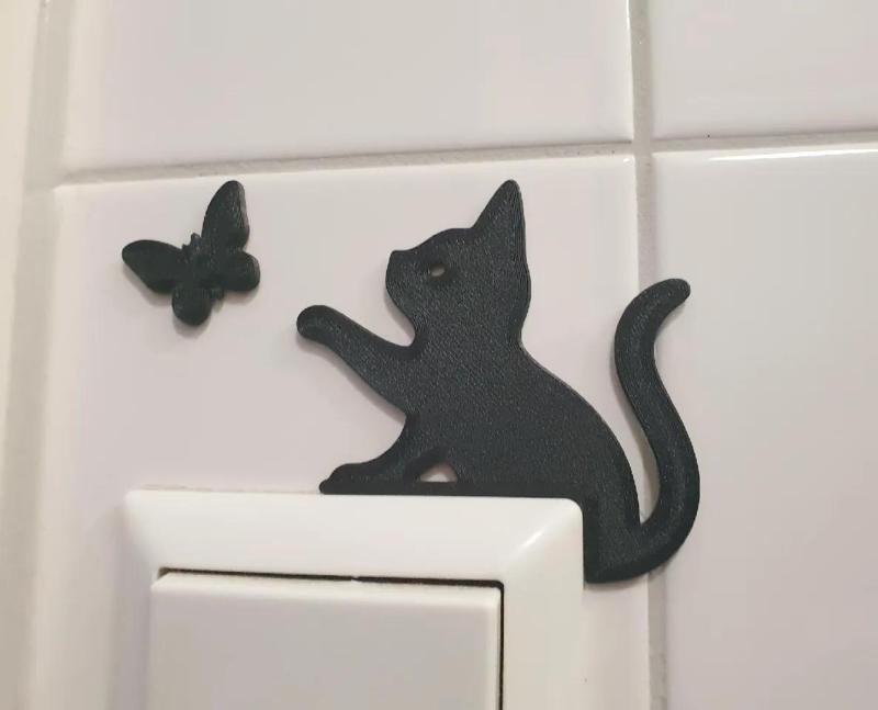 Light Switch Decoration (Cat with Butterfly)