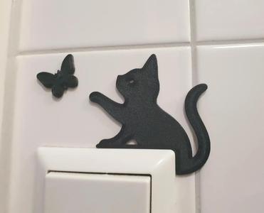 Light Switch Decoration (Cat with Butterfly)