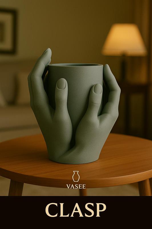 Hand-shaped vase art organizer for caring touch