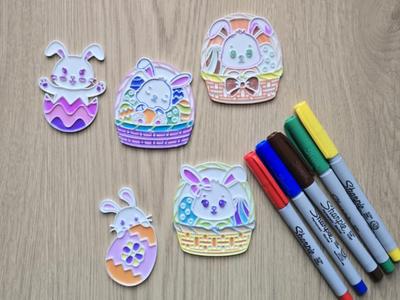 Easter Cute Bunny Egg Basket Coloring Set Sharpie