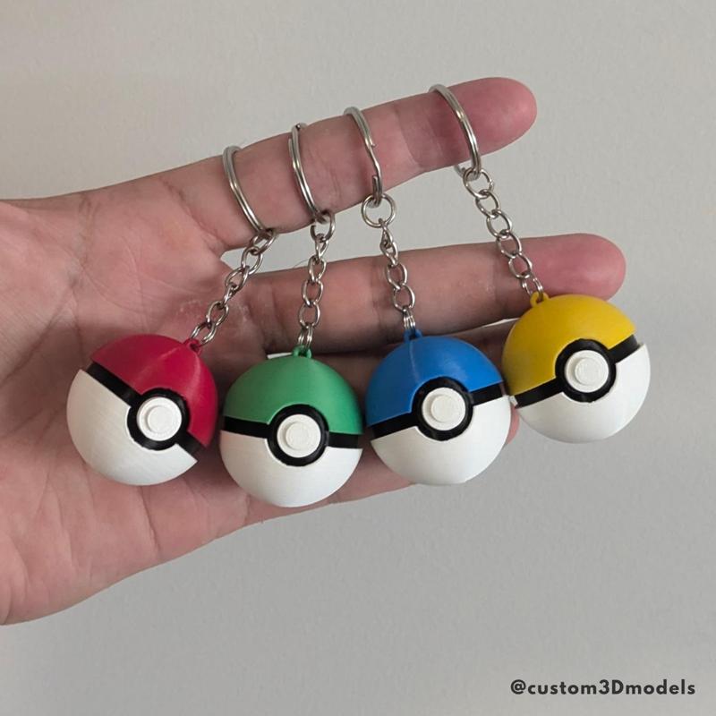 Multicolor Pokeball Keychain