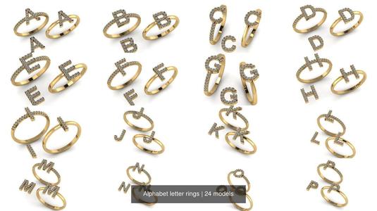 Alphabet letter rings 3D Model Collection