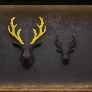 Low poly deer head with replaceable magnetic antlers