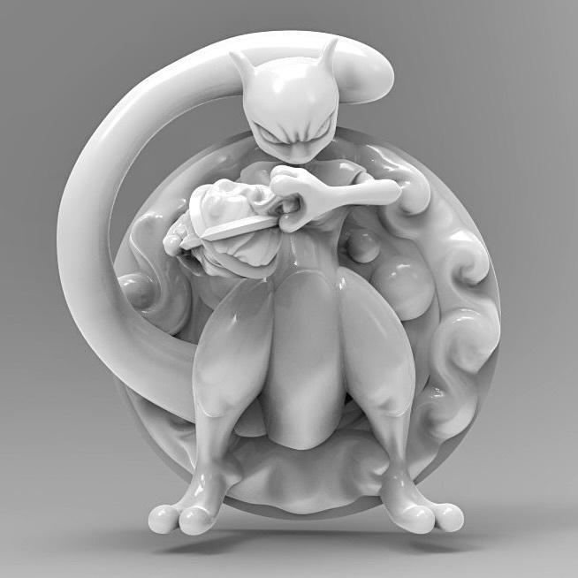 Mewtwo 3D Printable Pokemon Fridge Magnet or Wall Decoration