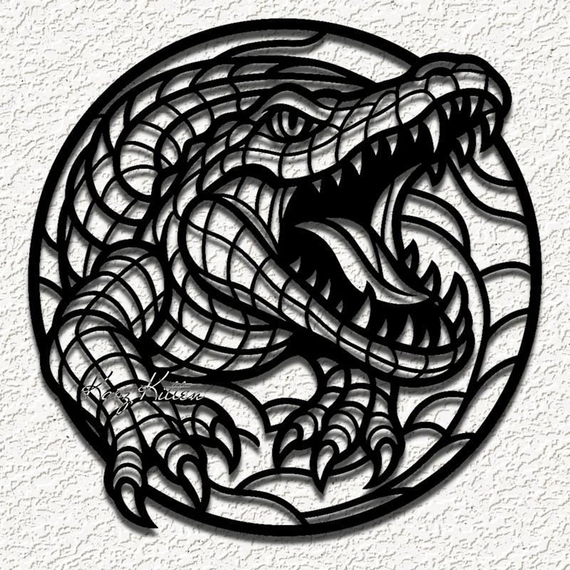 alligator glass wall art home decor