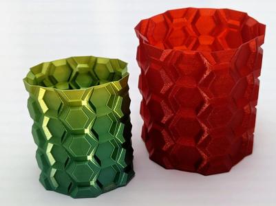 Hexagon Patterned Vase Desk Storage Container