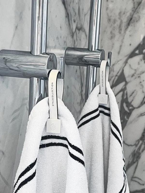 Towel loop clips square set white   