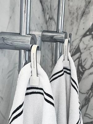 Towel loop clips square set white   