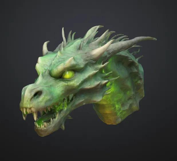 Fantasy emerald dragon head
