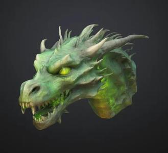 Fantasy emerald dragon head