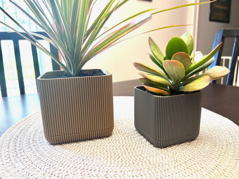 Ribbed Square Plant Pots 4″ and 3″ Sizes