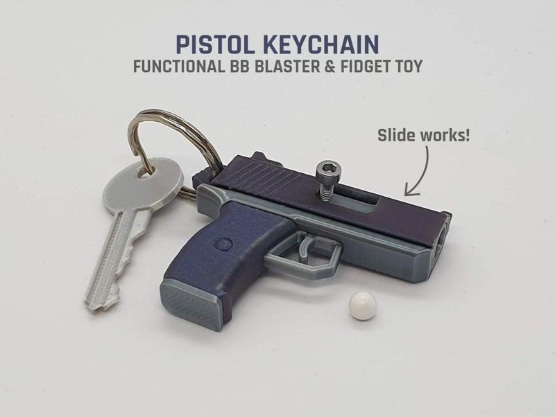 Pistol Keychain — Functional BB Blaster / Fidget Toy