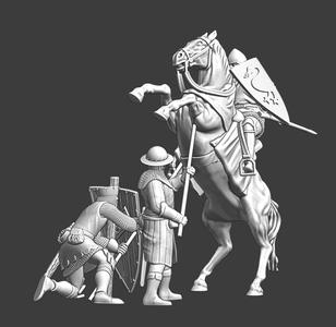 Medieval infantry vs cavalry – diorama