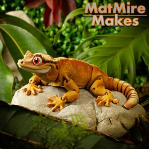 Crested Gecko Articulated Toy, Snap-Fit Head, Cute Flexi