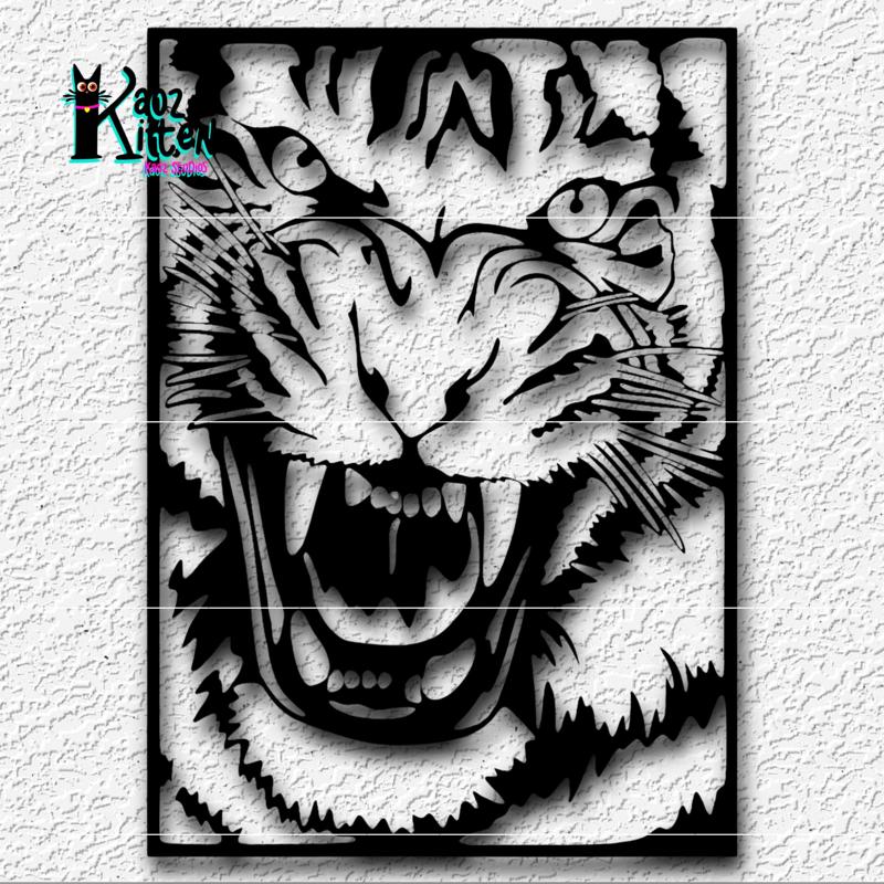 framed roaring tiger wall art jungle wildlife decor big cat