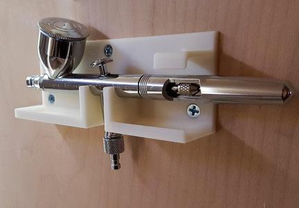 Airbrush Wall Mount Holder with Drip Trays & Anti-Tilt - fitted for an Iwata Eclipse