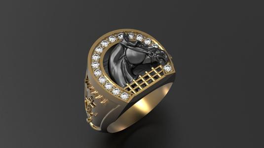 RING WITH HORSESHOE AND HORSE