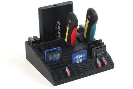 Desktop organizer for USB, SD, Micro SD, & Samsung T5