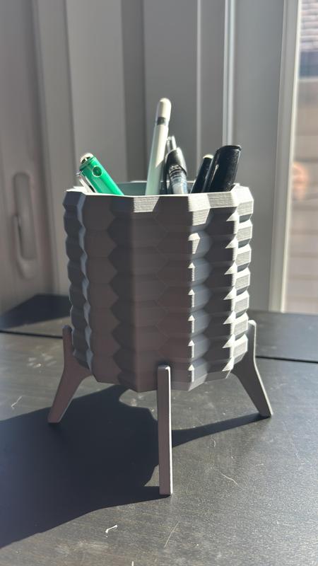 Angled Hexagon Planter & Desk Organizer with Snap-Together Stand