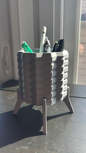 Angled Hexagon Planter & Desk Organizer with Snap-Together Stand
