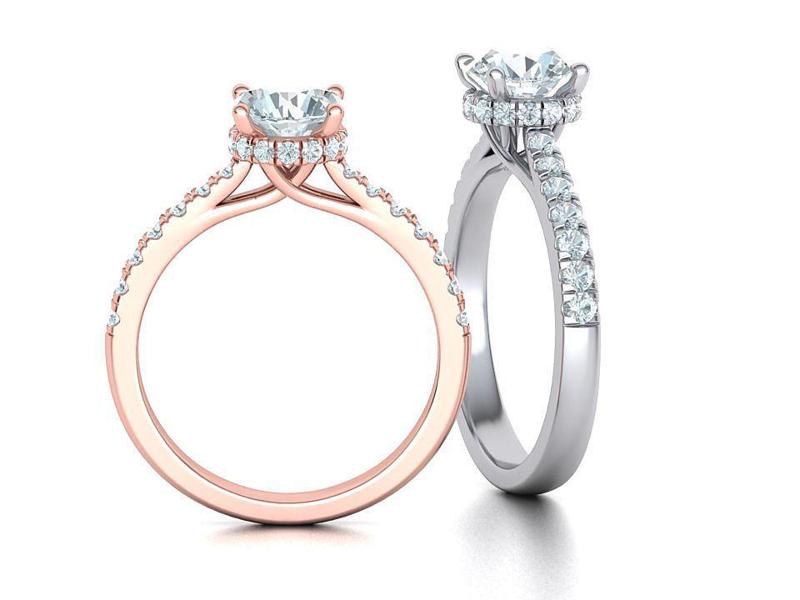 Diamond Trellis Engagement ring  1ct Round Stone 3dmodel