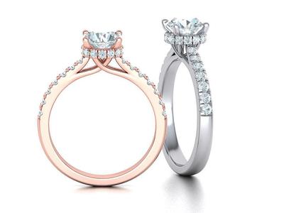 Diamond Trellis Engagement ring  1ct Round Stone 3dmodel