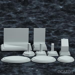 Display plinth collection pack, for dioramas, busts and with backdrop