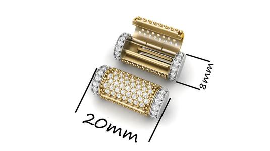 8 mm x 20 mm  Round Flip Diamond Lock Box for Chain and Necklace
