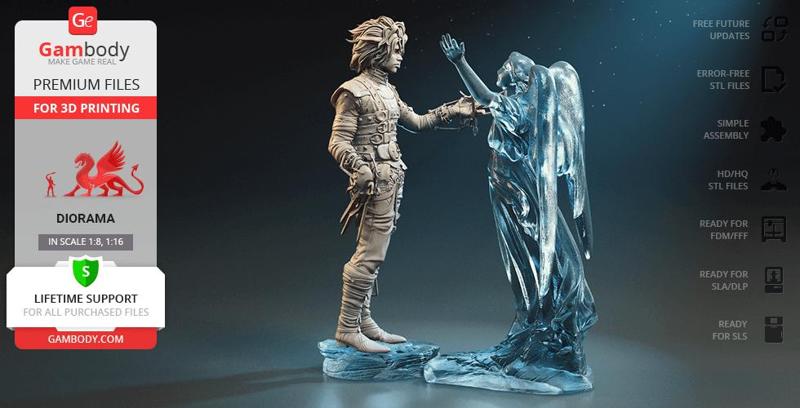 Edward Scissorhands in Diorama STL files for 3D Printing | Assembly Model